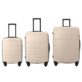 Luggage Sets ABS Hardshell 3pcs Luggage, Lightweight Durable Suitcase Sets Spinner Wheels Suitcase With TSA Lock 20''24''28'' Available Beige (Option: Beige)