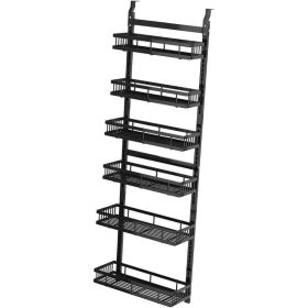 Behind-the-door Food Cabinet Storage Rack, Metal Hanging Spice Rack, Cabinet Door Storage Rack With Adjustable Basket, Kitchen Wall-mounted Spice Rack (Option: 6 layers)