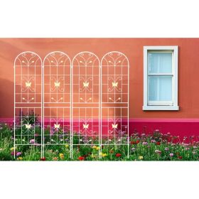 4 Pack Metal Garden Trellis 86.7" X 19.7" Rustproof Trellis For Climbing Plants Outdoor Flower Support (Option: CREAMWHITE)