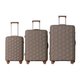 3-Piece Luggage Set Travel Lightweight Suitcases With Rolling Wheels, TSA Lock & Moulded Corner, Carry On Luggages For Business, Trip, 20-24-28, Brown (Option: Khaki)
