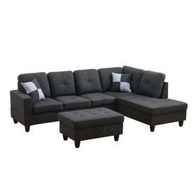 Pickup Only--Black Grey Linen 3-Piece Couch Living Room Sofa Set (Option: F125B.3PCS .C.S.O)