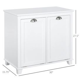 Dual Tilt Out Laundry Hamper Cabinet, Bathroom Storage Cabinet With 2-Compartment Hamper, Modern Bathroom Floor Cabinet For Washroom, White (Option: White)