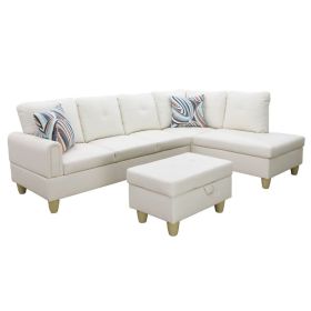 Pickup Only--White Faux Leather 3-Piece Living Room Sofa Set (Option: F09722B.3PCS .S.C.O)