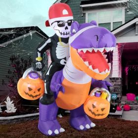 12FT Halloween Inflatables Decoration Giant Ghost With 3-Colored Flame Rotation LED Light Spooky Halloween Decorations Outdoor Blow Up Yard Decoration (Option: SkeletonKnightDinosaur)
