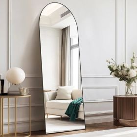 Floor Standing Mirror, Wall Mirror With Stand Aluminum Alloy Thin Frame,21'X64' (Option: Blackarched64IN)