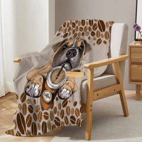 Coffee Blanket, Brown Dog Coffee Throw Blanket (size: 75x100)