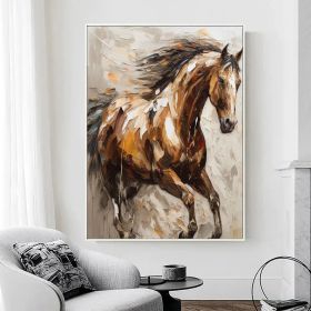 Large Abstract Horse Oil Painting on Canvas 100% Hand Painted Running Horses Art Original Animal Painting,Brown Horse Living Room Home Decor (Style: 01, size: 120x160cm)