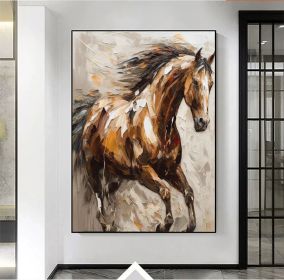 Large Abstract Horse Oil Painting on Canvas 100% Hand Painted Running Horses Art Original Animal Painting,Brown Horse Living Room Home Decor (Style: 01, size: 90x130cm)