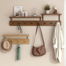1pc Wall-Mounted Coat Rack with No-Drill Hooks | Modern Minimalist Entryway Hanger for Coats, Hats (Color: White)