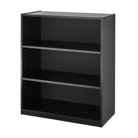3-Shelf Bookcase with Adjustable Shelves (Color: True Black Oak)