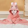 Hooded baby bath towel, made of ultra-soft and absorbent coral fleece, featuring a cute animal hood design. Suitable for newborns
