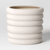Banded Stoneware Indoor Outdoor Planter Pot White 8.125"x8.125"x8"