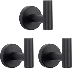 Bath Towel Hooks- SUS 304 Stainless Steel Robe Hook Holder, Heavy Duty Coat Hook for Bathroom Livingroom Hotel Kitchen Garage (Color: Matte Black)