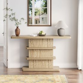 63"Vintage Narrow Console Table with 2 Tier Open Storage Shelves,Stylish Design High Weight Capacity,Suitable for Living Room,Hallway (Color: as Pic)