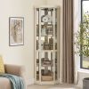 Corner Lighted Curio Cabinet Corner Glass Cabinet Lighted Curio Cabinet Corner Display Case for Living Room, Curio Cabinet, Antique collection, Wine