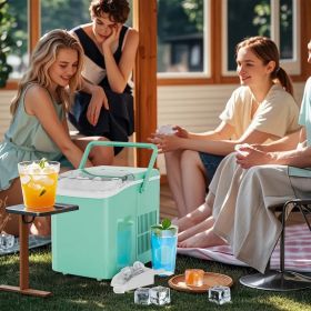 Portable Countertop Ice Maker with Ice Scoop, 9 Bullet Ice in 6 Mins, 24.5lbs/24H, Self-Cleaning, Handle, for Outdoor Cooking, BBQ, Camping (Color: green)