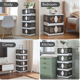 Storage Bins Stackable Wheeled Foldable Containers Organizer (Quantity: 4 Pieces)