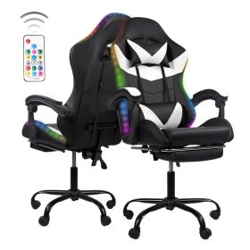 Ergonomic gaming chairs for gaming, adult office chairs suitable for long periods of sitting - home computer chairs (Color: Black and white)