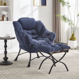 Lazy Chair with Ottoman, Modern Lounge Accent Chair with Armrests and a Side Pocket (Color: as Pic)