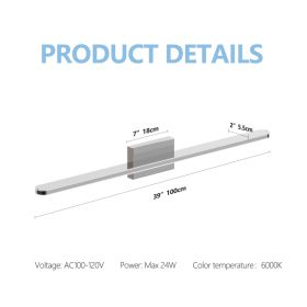 Modern LED Vanity Lights For Bathroom 39IN 24W Daylight White Chrome Light Fixtures Bathroom Lights Over Mirror Vanity Lighting Fixtures Vanity Light (Option: 39IN 24W)