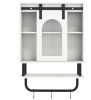 Bathroom Wall Cabinet Sliding Barn Door Metal Hanging Bar 3 Hooks Storage Organizer for Bath Decorative Shelves