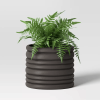 Banded Stoneware Indoor Outdoor Planter Pot White 8.125"x8.125"x8"
