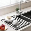 Over the Sink Kitchen Dish Drying Rack OrganizerStainless Steel Collapsible Non-Slip Space-Saving- Rust-Resistant Heat-Resistant Sturdy - Easy to Clea
