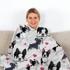 1pc Cute dog Printed Flannel Blanket - Soft, Warm, And Lightweight Throw For Couch, Sofa, Office, Bed, Camping