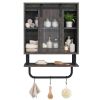 Bathroom Wall Cabinet Sliding Barn Door Metal Hanging Bar 3 Hooks Storage Organizer for Bath Decorative Shelves