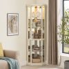 Corner Lighted Curio Cabinet Corner Glass Cabinet Lighted Curio Cabinet Corner Display Case for Living Room, Curio Cabinet, Antique collection, Wine