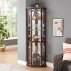 Corner Lighted Curio Cabinet Corner Glass Cabinet Lighted Curio Cabinet Corner Display Case for Living Room, Curio Cabinet, Antique collection, Wine