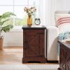 Farmhouse end table Nightstand Rectangular Farmhouse End Table with Barn Door and Adjustable Storage Shelf, Rustic Sofa Side Table for Living Room