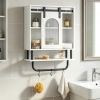 Bathroom Wall Cabinet Sliding Barn Door Metal Hanging Bar 3 Hooks Storage Organizer for Bath Decorative Shelves