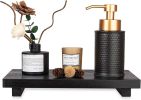 Small Wood Tray Pedestal Stand Farmhouse Bathroom Decor Decorative Wooden Riser Kitchen Soap Dish Holder for Vanity, Counter, Sink