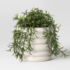 Banded Stoneware Indoor Outdoor Planter Pot White 8.125"x8.125"x8"