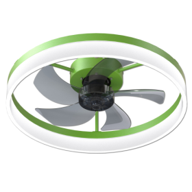 Ceiling Fan With Light Dimmable LED Recessed Mount Slim Modern Ceiling Fan Unavailable Platforms- Temu (Color: green)