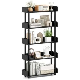 5-Tier Anti-Tipping Open Bookcase With Elevated Legs, Black Display Rack For Home Office (Option: defaulttitle)