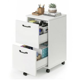Double-drawer Filing Cabinet, With An Under-table Printer Stand And Lockable Wheels, Designed For Storing A4-sized And Standard-sized Documents. (Option: White)